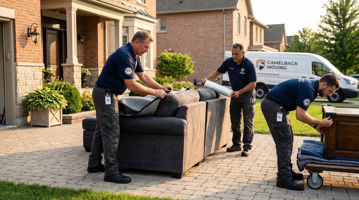Large estate moving crew wrapping furniture in Charlottesville, VA